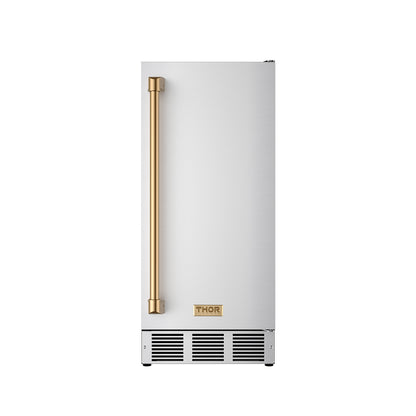 Gordon Ramsay by THOR Kitchen 15" Built-in 58 lbs. Ice Maker in Stainless Steel with Bronze Accents, RIM1501-BRZ