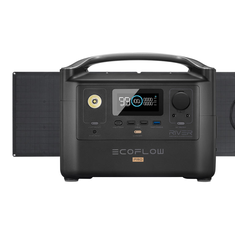 EcoFlow Package - RIVER Pro Portable Power Station (720Wh) and 1 x Portable Solar Panel (110W)