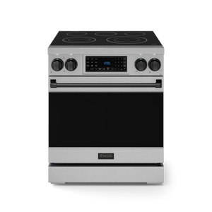 Gordon Ramsay by THOR Kitchen 30" 4.55 cu. ft. Professional Electric Range with Tilt Panel Touch Control, Self-Clean and Air Fry in Stainless Steel with Black Accents, RSE30-BLK