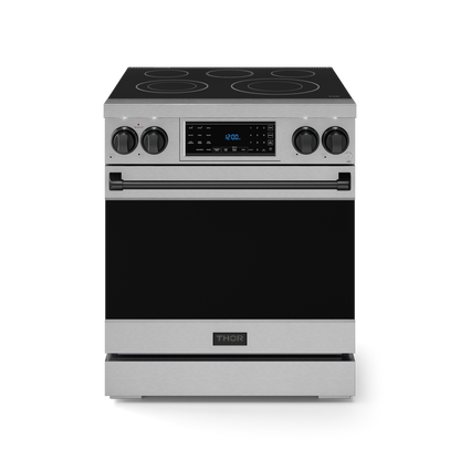 Gordon Ramsay by THOR Kitchen 30" 4.55 cu. ft. Professional Electric Range with Tilt Panel Touch Control, Self-Clean and Air Fry in Stainless Steel with Black Accents, RSE30-BLK