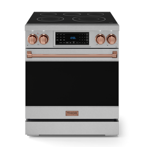 Gordon Ramsay by THOR Kitchen 30" 4.55 cu. ft. Professional Electric Range with Tilt Panel Touch Control, Self-Clean and Air Fry in Stainless Steel with Rose Gold Accents, RSE30-RSG