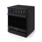 Gordon Ramsay by THOR Kitchen 30" 4.55 cu. ft. Professional Electric Range with Tilt Panel Touch Control, Self-Clean and Air Fry in Matte Black with Navy Blue Accents, RSE30B-BLU