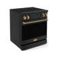 Gordon Ramsay by THOR Kitchen 30" 4.55 cu. ft. Professional Electric Range with Tilt Panel Touch Control, Self-Clean and Air Fry in Matte Black with Bronze Accents, RSE30B-BRZ