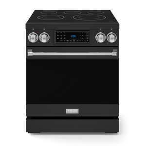 Gordon Ramsay by THOR Kitchen 30" 4.55 cu. ft. Professional Electric Range with Tilt Panel Touch Control, Self-Clean and Air Fry in Matte Black with Stainless Steel Accents, RSE30B-SS