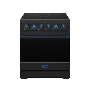 Gordon Ramsay by THOR Kitchen 30 Inch Professional Electric Range, 5 Element, Convection Oven in Matte Black with Rose Gold Accents, RSE30PB-BLU