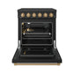 Gordon Ramsay by THOR Kitchen 30 Inch Professional Electric Range, 5 Element, Convection Oven in Matte Black with Bronze Accents, RSE30PB-BRZ