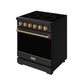 Gordon Ramsay by THOR Kitchen 30 Inch Professional Electric Range, 5 Element, Convection Oven in Matte Black with Bronze Accents, RSE30PB-BRZ