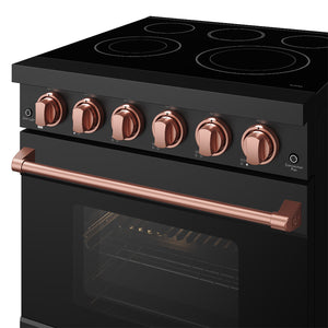 Gordon Ramsay by THOR Kitchen 30 Inch Professional Electric Range, 5 Element, Convection Oven in Matte Black with Rose Gold Accents, RSE30PB-RSG