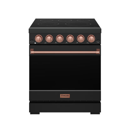 Gordon Ramsay by THOR Kitchen 30 Inch Professional Electric Range, 5 Element, Convection Oven in Matte Black with Rose Gold Accents, RSE30PB-RSG