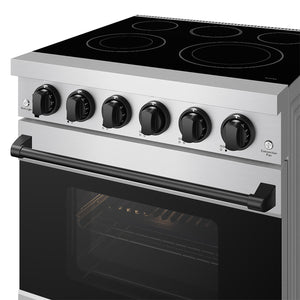 Gordon Ramsay by THOR Kitchen 30 Inch Professional Electric Range, 5 Element, Convection Oven in Stainless Steel with Black Accents, RSE30P-BLK