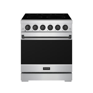 Gordon Ramsay by THOR Kitchen 30 Inch Professional Electric Range, 5 Element, Convection Oven in Stainless Steel with Black Accents, RSE30P-BLK