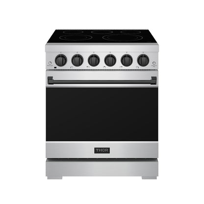 Gordon Ramsay by THOR Kitchen 30 Inch Professional Electric Range, 5 Element, Convection Oven in Stainless Steel with Black Accents, RSE30P-BLK