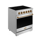 Gordon Ramsay by THOR Kitchen 30 Inch Professional Electric Range, 5 Element, Convection Oven in Stainless Steel with Bronze Accents, RSE30P-BRZ