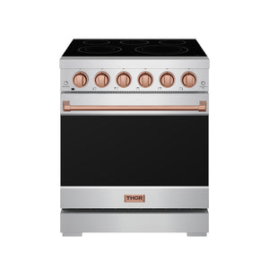 Gordon Ramsay by THOR Kitchen 30 Inch Professional Electric Range, 5 Element, Convection Oven in Stainless Steel with Rose Gold Accents, RSE30P-RSG