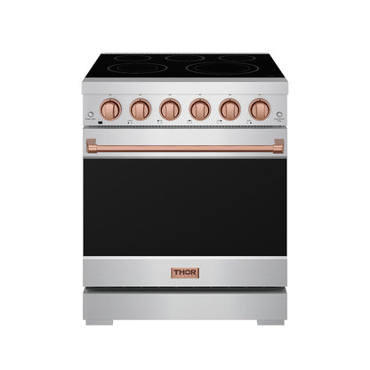 Gordon Ramsay by THOR Kitchen 30 Inch Professional Electric Range, 5 Element, Convection Oven in Stainless Steel with Rose Gold Accents, RSE30P-RSG
