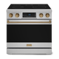 Gordon Ramsay by THOR Kitchen 36" 6.0 cu. ft. Professional Electric Range with Tilt Panel Touch Control, Self-Clean and Air Fry in Stainless Steel with Bronze Accents, RSE36-BRZ