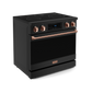Gordon Ramsay by THOR Kitchen 36" 6.0 cu. ft. Professional Electric Range with Tilt Panel Touch Control, Self-Clean and Air Fry in Matte Black with Rose Gold Accents, RSE36B-RSG