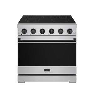 Gordon Ramsay by THOR Kitchen 36" 6 cu. ft. Professional Electric Range with 5 Burners in Stainless Steel with Black Accents, RSE36P-BLK