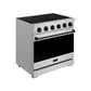 Gordon Ramsay by THOR Kitchen 36" 6 cu. ft. Professional Electric Range with 5 Burners in Stainless Steel with Black Accents, RSE36P-BLK