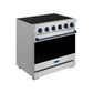 Gordon Ramsay by THOR Kitchen 36" 6 cu. ft. Professional Electric Range with 5 Burners in Stainless Steel with Blue Accents, RSE36P-BLU