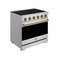 Gordon Ramsay by THOR Kitchen 36" 6 cu. ft. Professional Electric Range with 5 Burners in Stainless Steel with Bronze Accents, RSE36P-BRZ