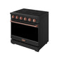 Gordon Ramsay by THOR Kitchen 36" 6 cu. ft. Professional Electric Range with 5 Burners in Black with Rose Gold Accents, RSE36PB-RSG
