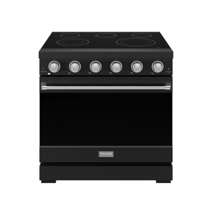 Gordon Ramsay by THOR Kitchen 36" 6 cu. ft. Professional Electric Range with 5 Burners in Black with Stainless Steel Accents, RSE36PB-SS