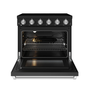 Gordon Ramsay by THOR Kitchen 36" 6 cu. ft. Professional Electric Range with 5 Burners in Black with Stainless Steel Accents, RSE36PB-SS