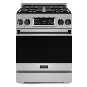 Gordon Ramsay by THOR Kitchen 30" 4.55 cu. ft. Professional Natural Gas Range with Tilt Panel Touch Control and Self-Clean in Stainless Steel with Black Accents, RSG30-BLK