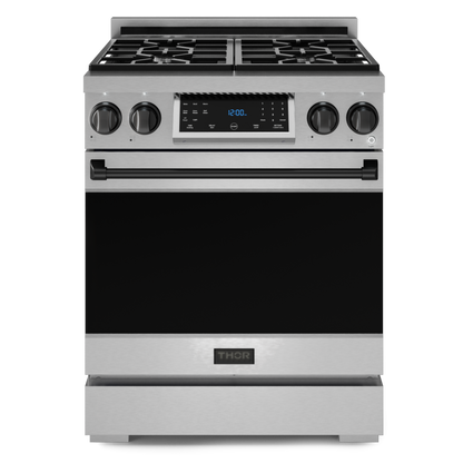Gordon Ramsay by THOR Kitchen 30" 4.55 cu. ft. Professional Natural Gas Range with Tilt Panel Touch Control and Self-Clean in Stainless Steel with Black Accents, RSG30-BLK