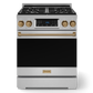 Gordon Ramsay by THOR Kitchen 30" 4.55 cu. ft. Professional Propane Gas Range with Tilt Panel Touch Control and Self-Clean in Stainless Steel with Bronze Accents, RSG30LP-BRZ