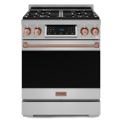 Gordon Ramsay by THOR Kitchen 30" 4.55 cu. ft. Professional Propane Gas Range with Tilt Panel Touch Control and Self-Clean in Stainless Steel with Rose Gold Accents, RSG30LP-RSG