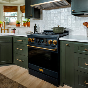 Gordon Ramsay by THOR Kitchen 30" 4.55 cu. ft. Professional Natural Gas Range with Tilt Panel Touch Control and Self-Clean in Matte Black with Bronze Accents, RSG30B-BRZ