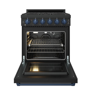 Gordon Ramsay by THOR Kitchen 30" 4.55 cu. ft. Gas Range in Black with Blue Accents, RSG30PB-BLU