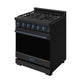Gordon Ramsay by THOR Kitchen 30" 4.55 cu. ft. Gas Range in Black with Blue Accents, RSG30PB-BLU