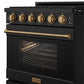 Gordon Ramsay by THOR Kitchen 30" 4.55 cu. ft. Gas Range in Black with Bronze Accents, RSG30PB-BRZ