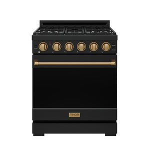 Gordon Ramsay by THOR Kitchen 30" 4.55 cu. ft. Gas Range in Black with Bronze Accents, RSG30PB-BRZ