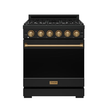 Gordon Ramsay by THOR Kitchen 30" 4.55 cu. ft. Gas Range in Black with Bronze Accents, RSG30PB-BRZ