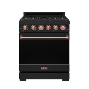 Gordon Ramsay by THOR Kitchen 30" 4.55 cu. ft. Gas Range in Black with Rose Gold Accents, RSG30PB-RSG