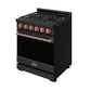 Gordon Ramsay by THOR Kitchen 30" 4.55 cu. ft. Propane Gas Range in Black with Rose Gold Accents, RSG30PBLP-RSG