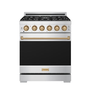 Gordon Ramsay by THOR Kitchen 30" 4.55 cu. ft. Gas Range in Stainless Steel with Bronze Accents, RSG30P-BRZ