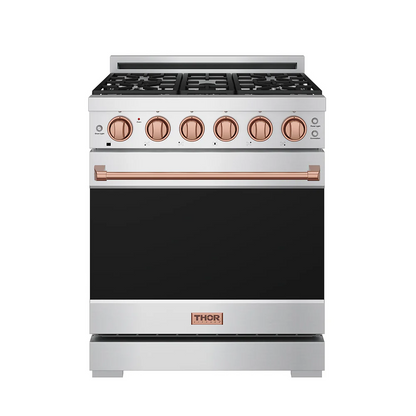 Gordon Ramsay by THOR Kitchen 30" 4.55 cu. ft. Gas Range in Stainless Steel with Rose Gold Accents, RSG30P-RSG