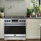 Gordon Ramsay by THOR Kitchen 36" 6.0 cu. ft. Professional Propane Gas Range with Tilt Panel Touch Control, Self-Clean and Air Fry in Stainless Steel with Navy Blue Accents, RSG36LP-BLU