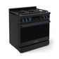 Gordon Ramsay by THOR Kitchen 36" 6.0 cu. ft. Professional Propane Gas Range with Tilt Panel Touch Control, Self-Clean and Air Fry in Matte Black with Navy Blue Accents, RSG36BLP-BLU