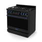 Gordon Ramsay by THOR Kitchen 36" 6.0 cu. ft. Professional Propane Gas Range with Tilt Panel Touch Control, Self-Clean and Air Fry in Matte Black with Navy Blue Accents, RSG36BLP-BLU