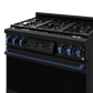 Gordon Ramsay by THOR Kitchen 36" 6.0 cu. ft. Professional Propane Gas Range with Tilt Panel Touch Control, Self-Clean and Air Fry in Matte Black with Navy Blue Accents, RSG36BLP-BLU