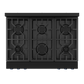 Gordon Ramsay by THOR Kitchen 36" 6.0 cu. ft. Professional Propane Gas Range with Tilt Panel Touch Control, Self-Clean and Air Fry in Matte Black with Navy Blue Accents, RSG36BLP-BLU