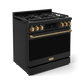 Gordon Ramsay by THOR Kitchen 36" 6.0 cu. ft. Professional Natural Gas Range with Tilt Panel Touch Control, Self-Clean and Air Fry in Matte Black with Bronze Accents, RSG36B-BRZ