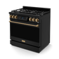 Gordon Ramsay by THOR Kitchen 36" 6.0 cu. ft. Professional Natural Gas Range with Tilt Panel Touch Control, Self-Clean and Air Fry in Matte Black with Bronze Accents, RSG36B-BRZ