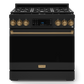 Gordon Ramsay by THOR Kitchen 36" 6.0 cu. ft. Professional Natural Gas Range with Tilt Panel Touch Control, Self-Clean and Air Fry in Matte Black with Bronze Accents, RSG36B-BRZ